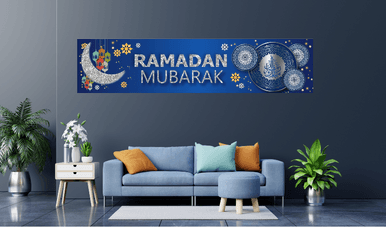 Ramadan Mubarak Banner Blue