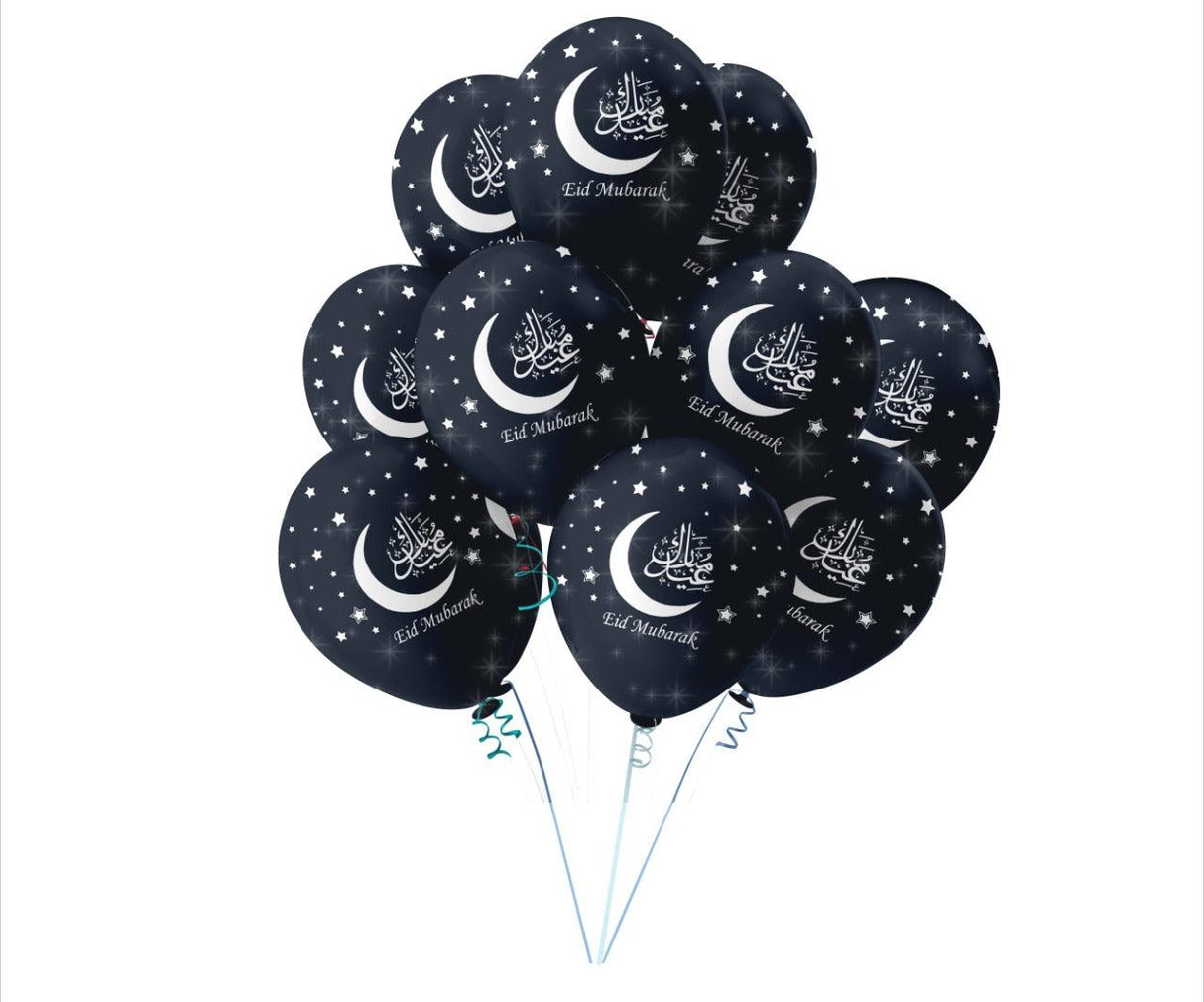 Eid Mubarak Balloons Helium Quality Pack of 10 (Choose your Colours)