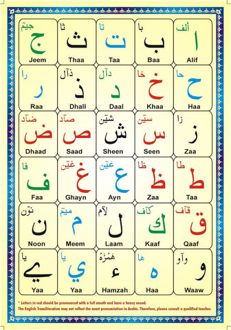 ALIF BA Laminated Arabic Alphabet Qaidah Card ALIF BA Laminated Arabic Alphabet Qaidah Card
