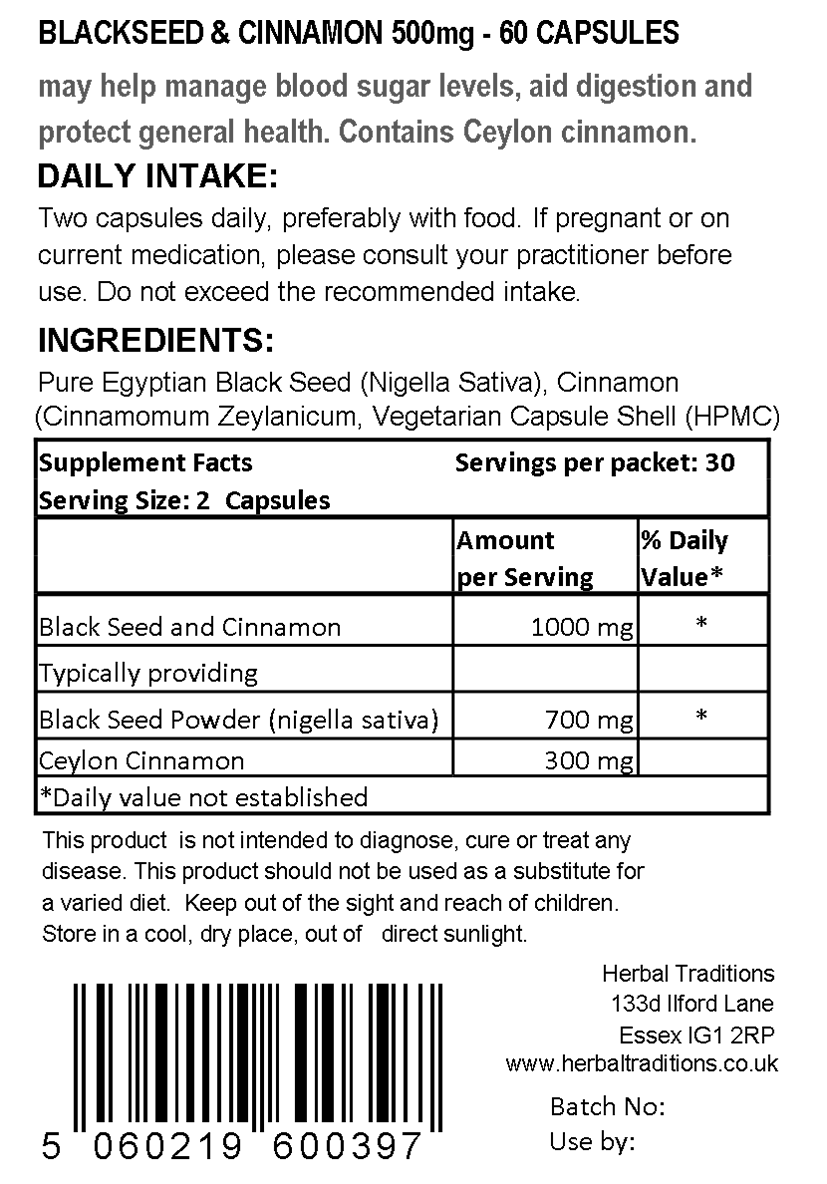 EGYPTIAN BLACKSEED & CINNAMON CAPSULES