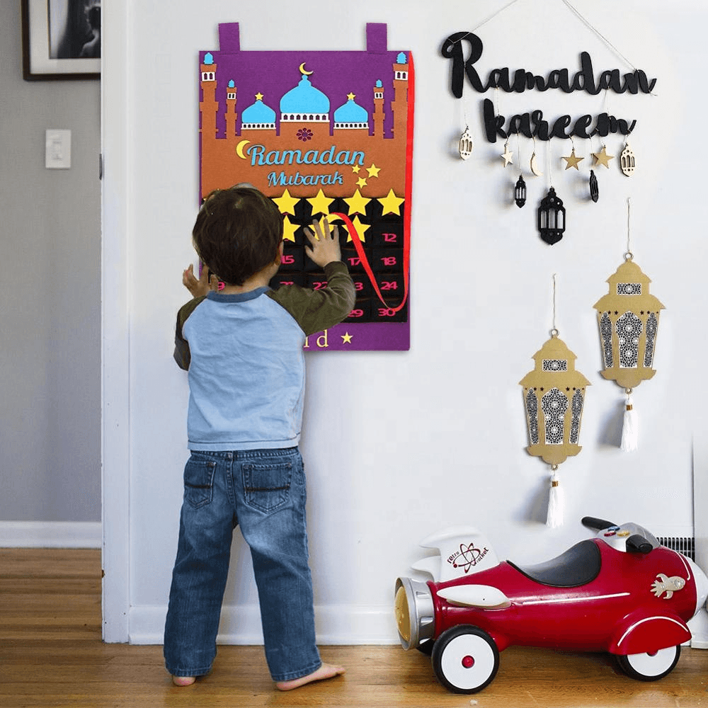 Eid Ramadan Mubarak Felt Hanging Countdown Muslim 2022 Kids Gift Blue Calendar Eid Ramadan Mubarak Felt Hanging Countdown Muslim 2022 Kids Gift Blue Calendar