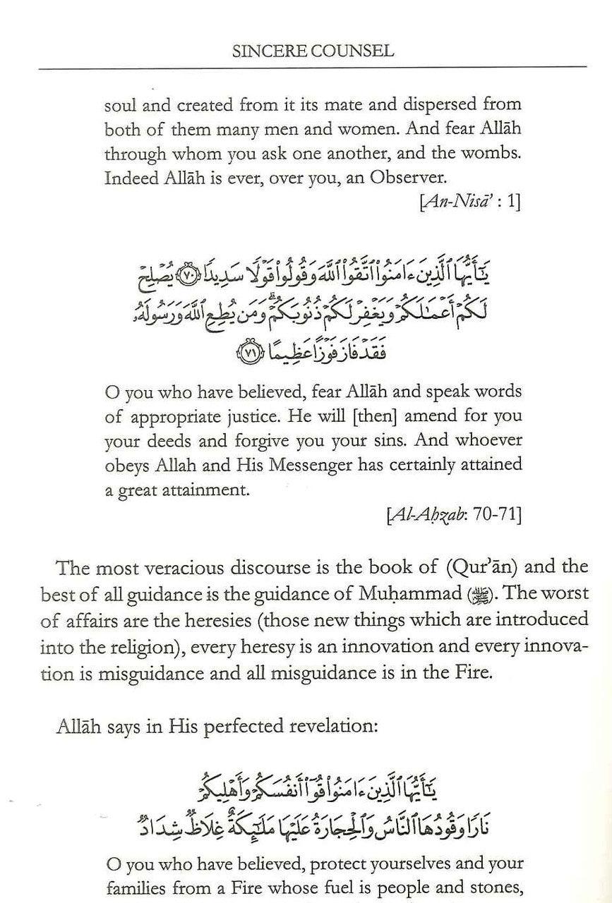 Sincere Counsel to the Students of Sacred Knowledge - NobleBookshop