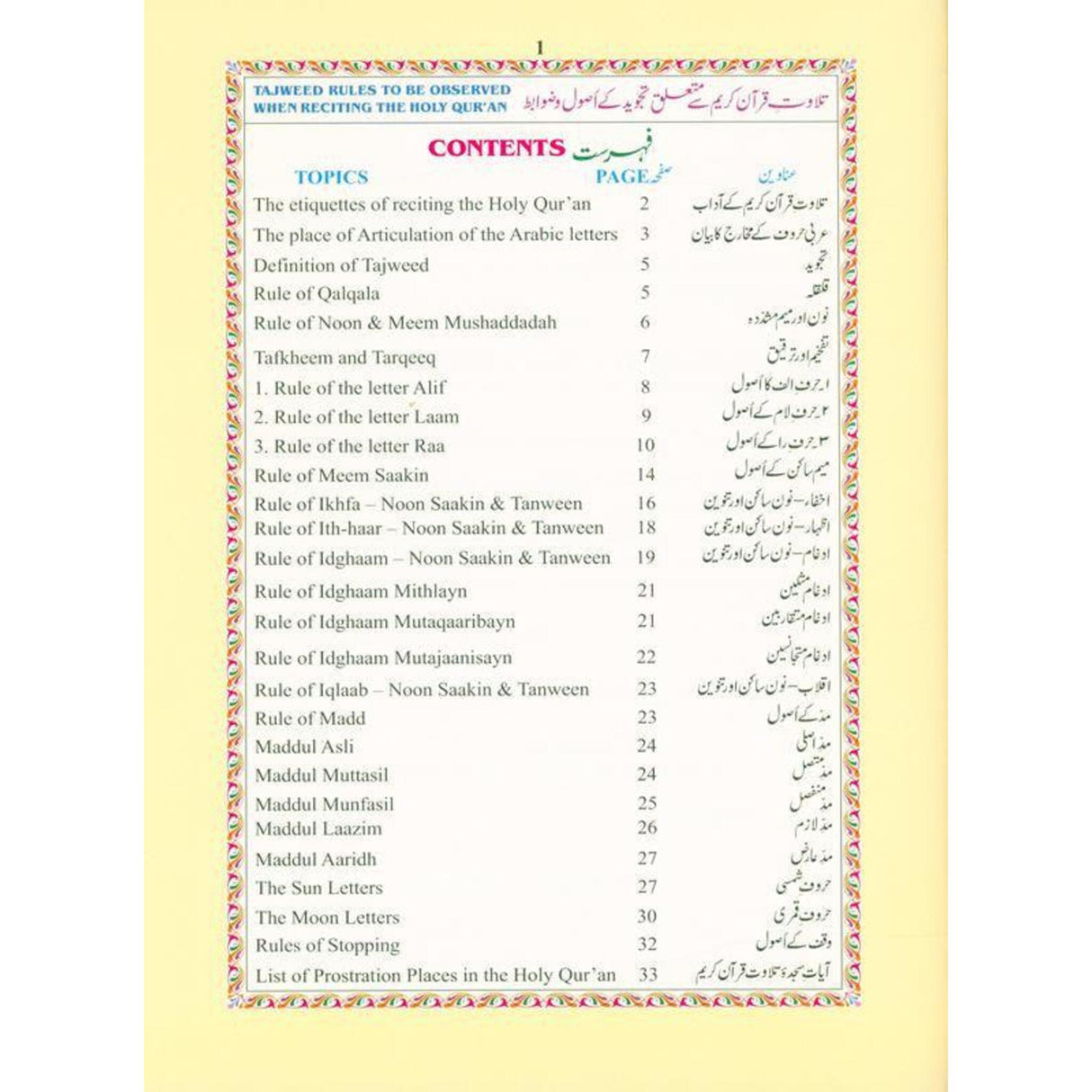 The Holy Quran Colour coded Tajweed Rules (10x14)