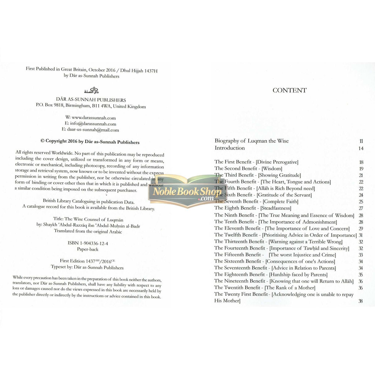 The Wise Counsel of Luqman