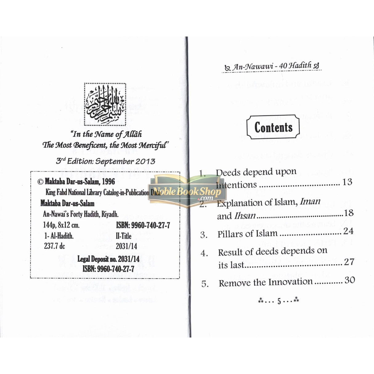 Collection of An-Nawawi 40 Hadith - Mini booklet