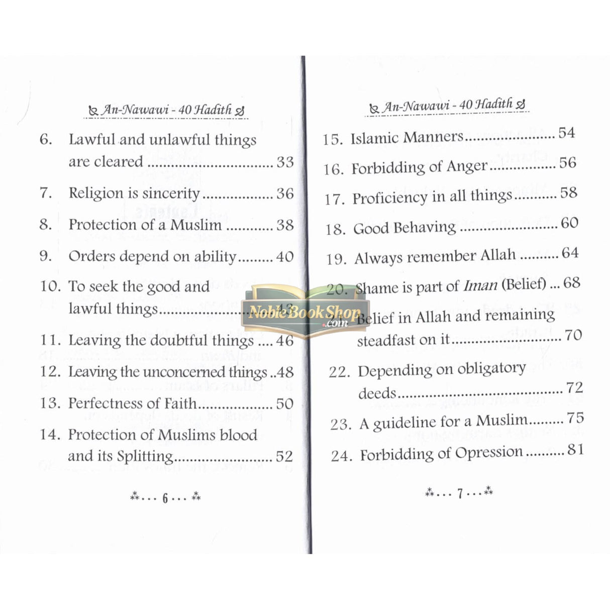 Collection of An-Nawawi 40 Hadith - Mini booklet