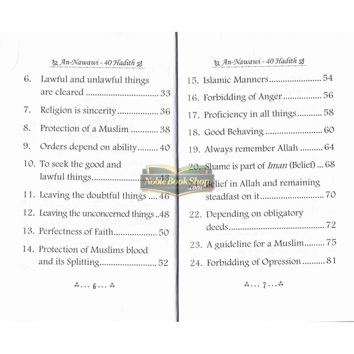 Collection of An-Nawawi 40 Hadith - Mini booklet