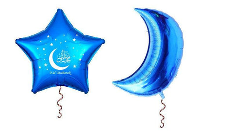 Blue Star Eid Mubarak Foil Balloons / Decorations / Accessories / Ramadhan Blue Star Eid Mubarak Foil Balloons / Decorations / Accessories / Ramadhan