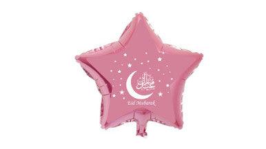 Pink Star Eid Mubarak Foil Balloons