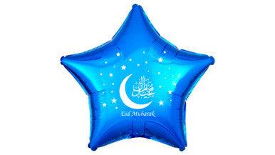 Blue Star Eid Mubarak Foil Balloons
