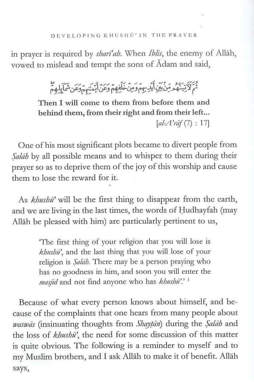 Developing Khushu In The Prayer - NobleBookshop Developing Khushu In The Prayer - NobleBookshop