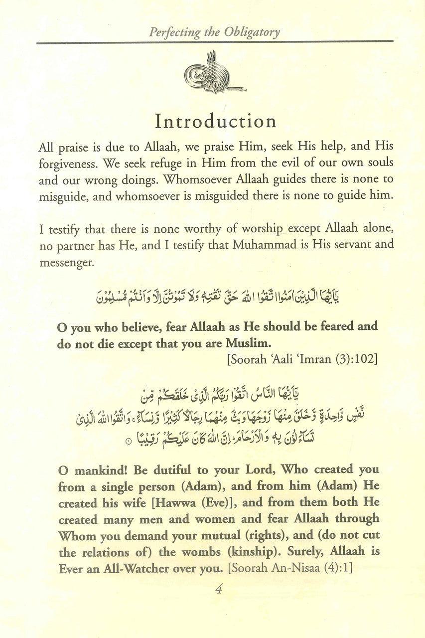 Perfecting The Obligatory : A Treatise on the Performance of the Sunnah Prayers