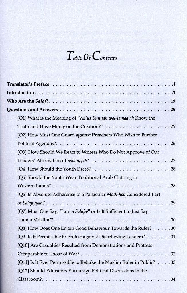 Essential Questions & Answers on the Salafee Methodology