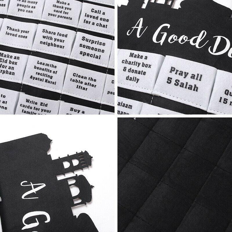 Eid Ramadan Mubarak Felt Hanging Countdown Muslim 2022 Kids Gift-Good Deeds With Pockets (24212)