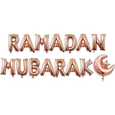 Ramadan Mubarak Letter Foil Balloon- Rose Gold