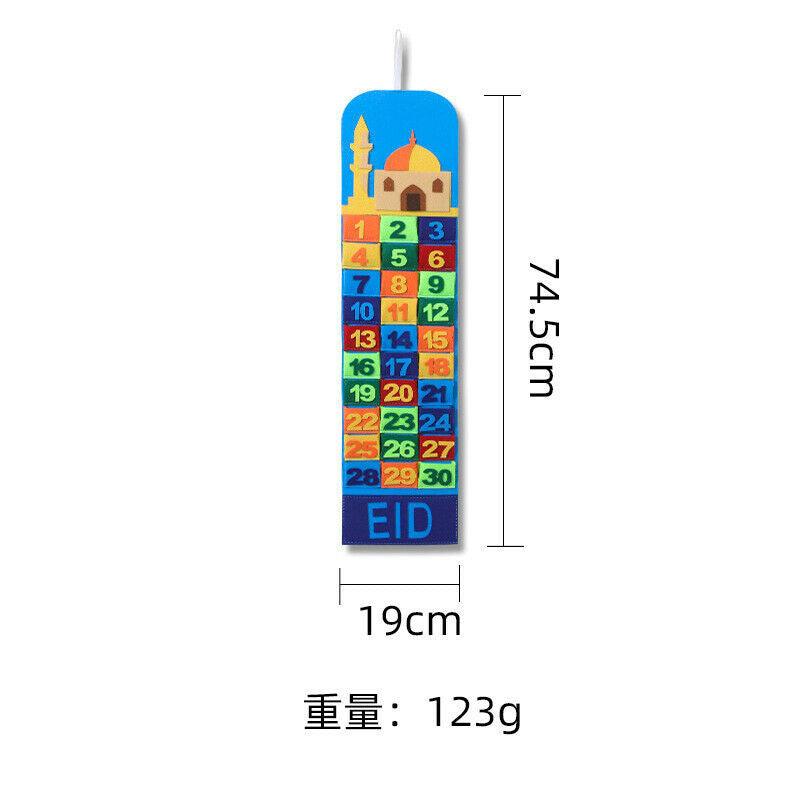 Eid Ramadan Mubarak Felt Hanging Countdown Muslim 2022 Kids Gift-Multicolor Pockets Eid Ramadan Mubarak Felt Hanging Countdown Muslim 2022 Kids Gift-Multicolor Pockets