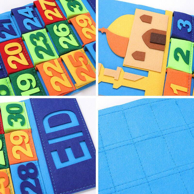 Eid Ramadan Mubarak Felt Hanging Countdown Muslim 2022 Kids Gift-Multicolor Pockets Eid Ramadan Mubarak Felt Hanging Countdown Muslim 2022 Kids Gift-Multicolor Pockets