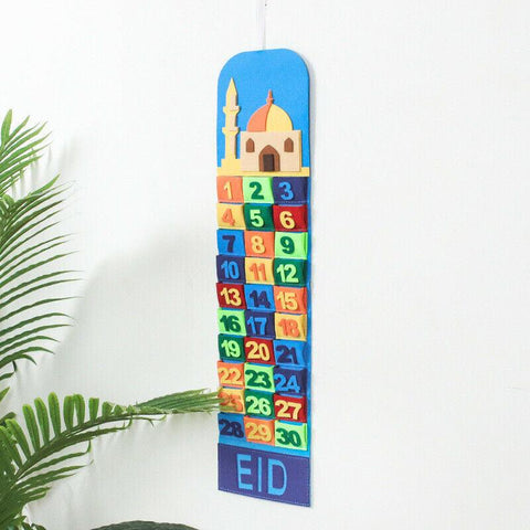 Eid Ramadan Mubarak Felt Hanging Countdown Muslim 2022 Kids Gift-Multicolor Pockets Eid Ramadan Mubarak Felt Hanging Countdown Muslim 2022 Kids Gift-Multicolor Pockets
