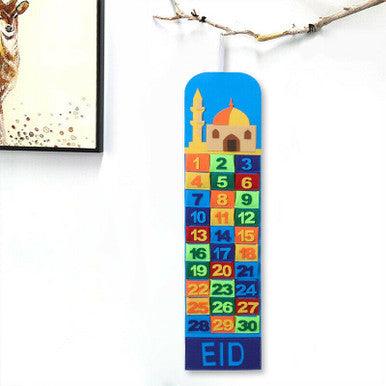 Eid Ramadan Mubarak Felt Hanging Countdown Muslim 2022 Kids Gift-Multicolor Pockets