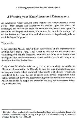 A Warning From Wastefulness & Extravagance A Warning From Wastefulness & Extravagance