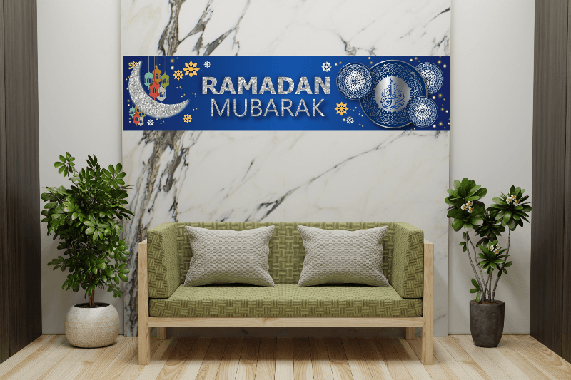 Ramadan Mubarak Banner Blue (24985)