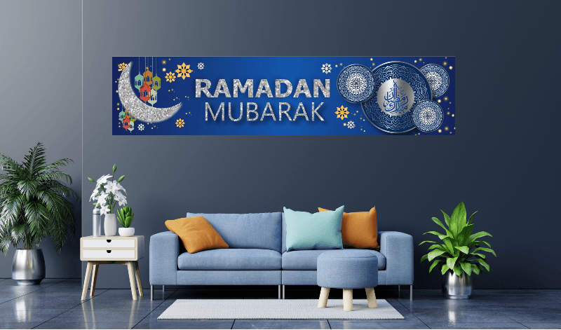 Ramadan Mubarak Banner Blue (24985)