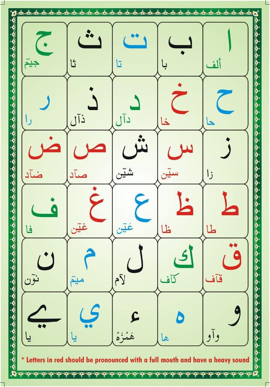 ALIF BA Laminated Arabic Alphabet Qaidah Card