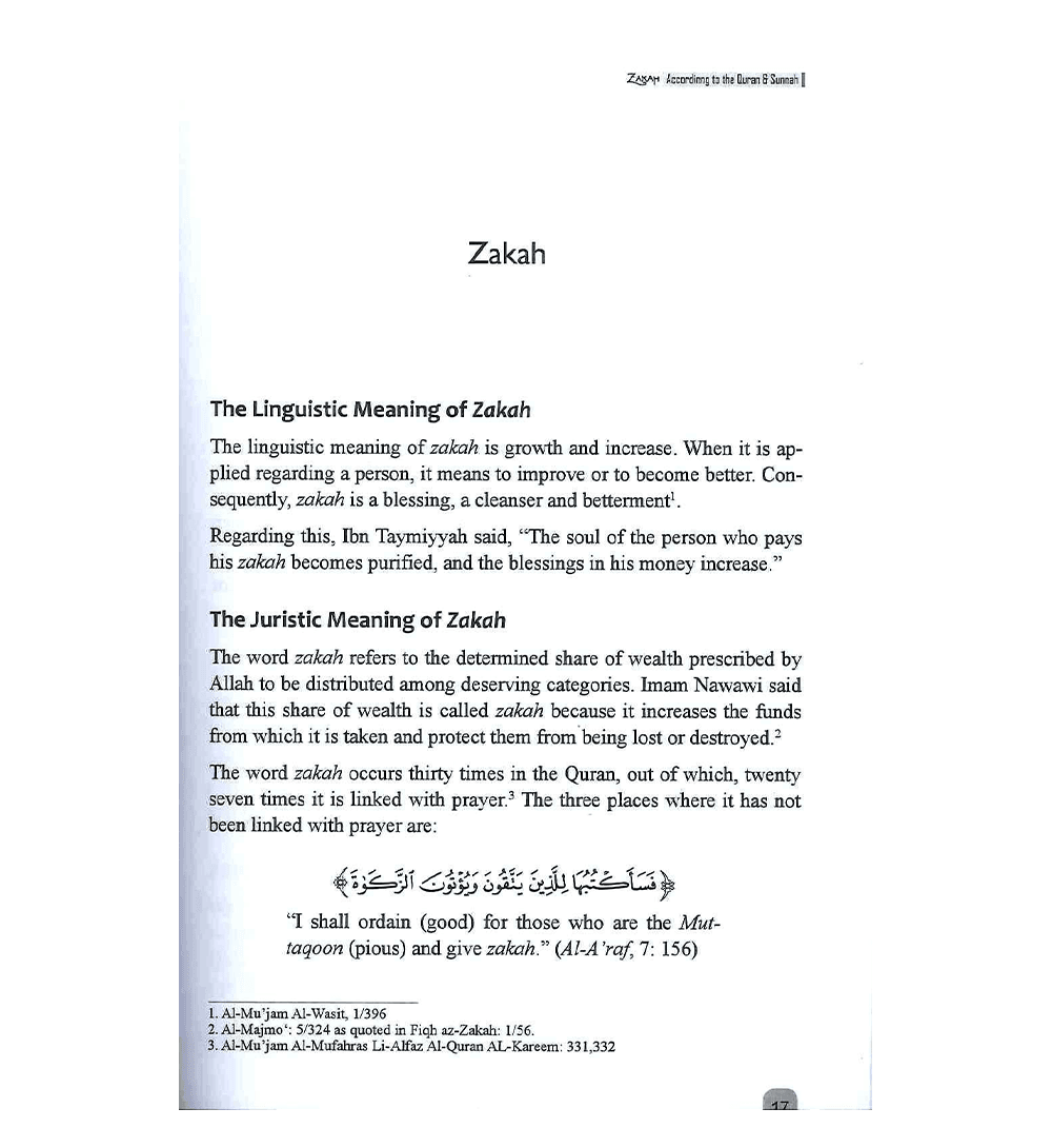 ZAKAH According to the Quran & Sunnah
