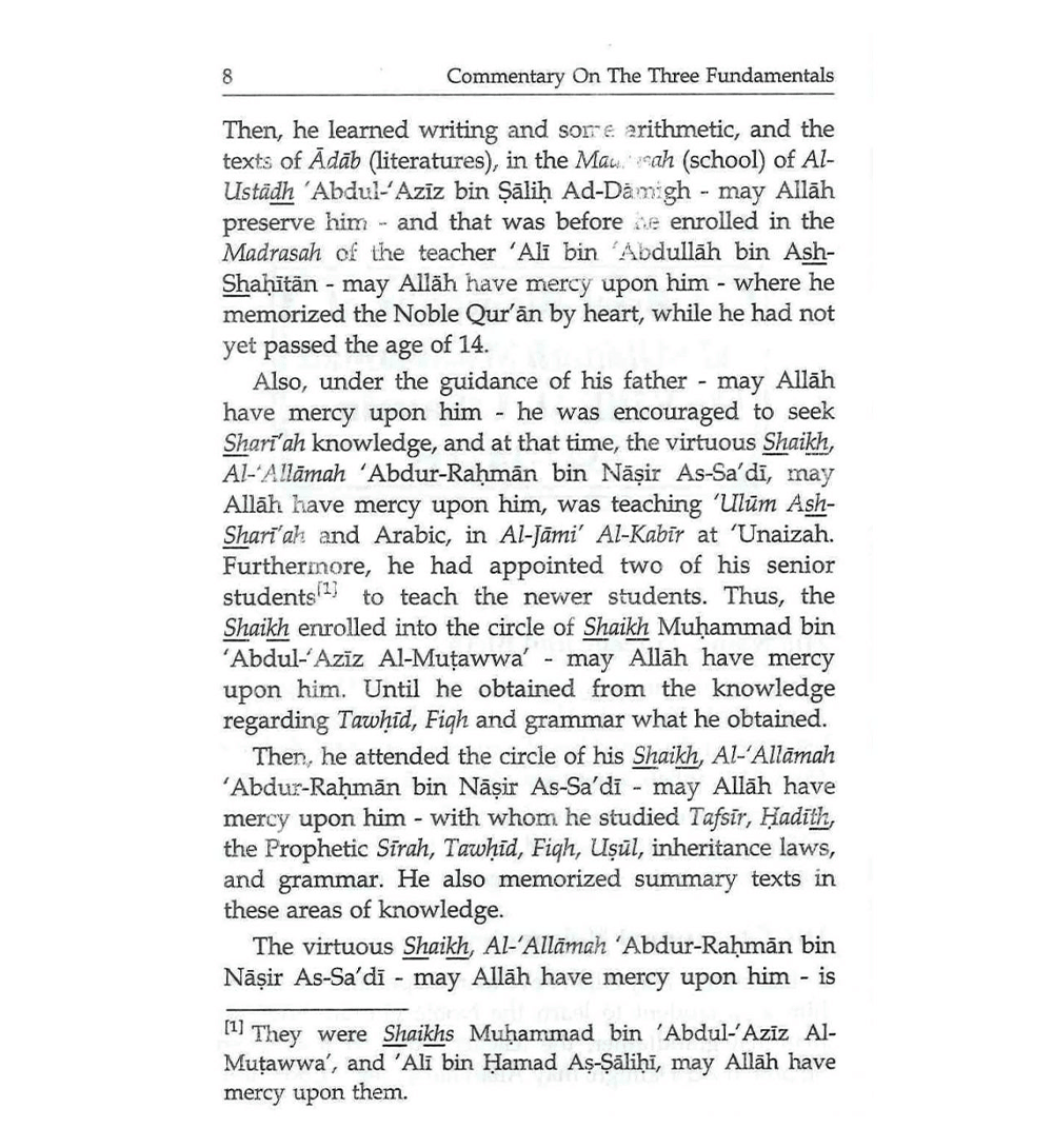 Commentary on the Three Fundamental Principles of Islam