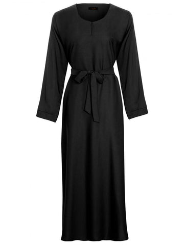 Black Basic Abaya Nida Fabric, Zadina