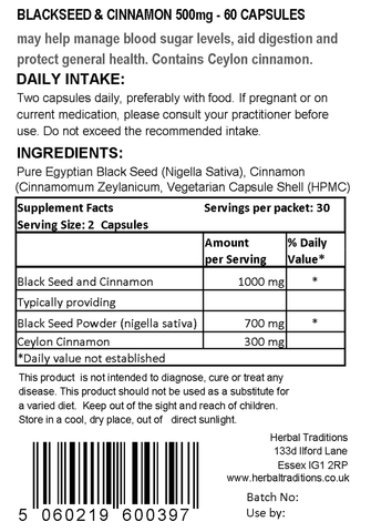 EGYPTIAN BLACKSEED & CINNAMON CAPSULES