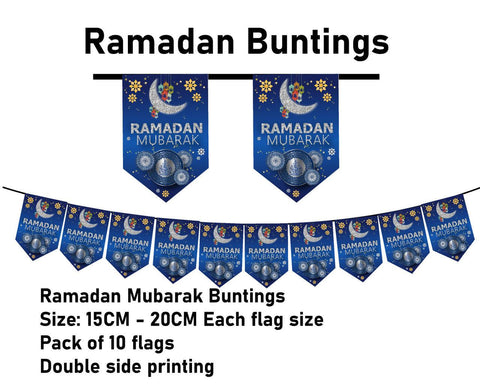 Ramadan Mubarak Flags Blue