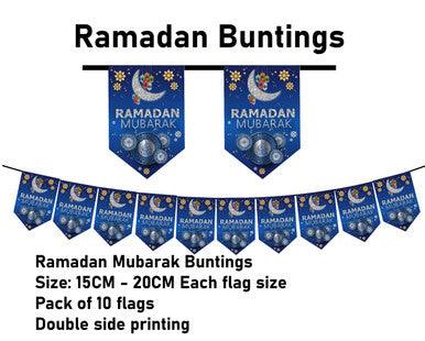 Ramadan Mubarak Flags Blue