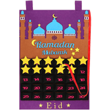 Eid Ramadan Mubarak Felt Hanging Countdown Muslim 2022 Kids Gift Purple Calendar