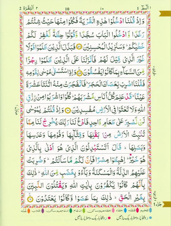 The Holy Quran Colour coded Tajweed Rules (14x19), 9788172319694