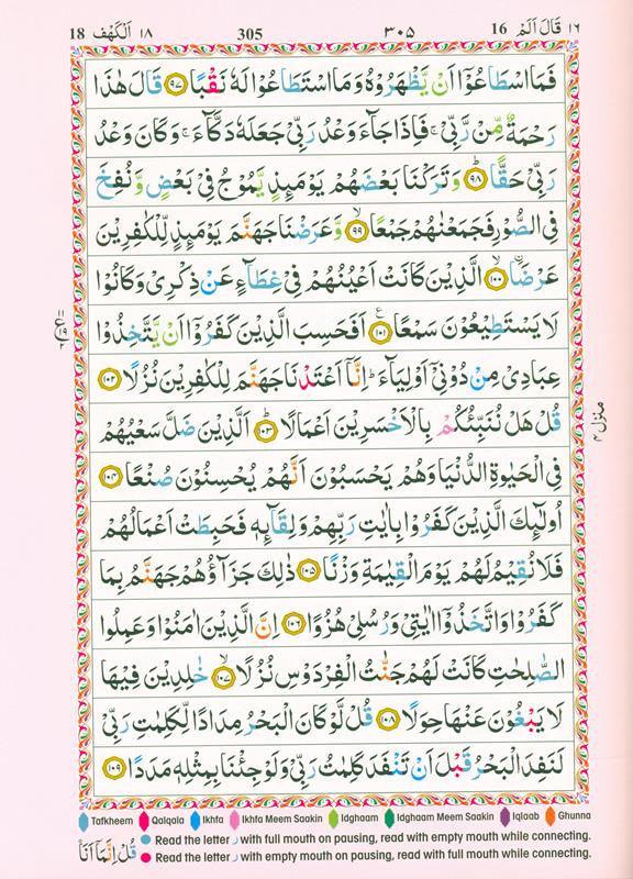 The Holy Quran Colour coded Tajweed Rules (14x19), 9788172319694