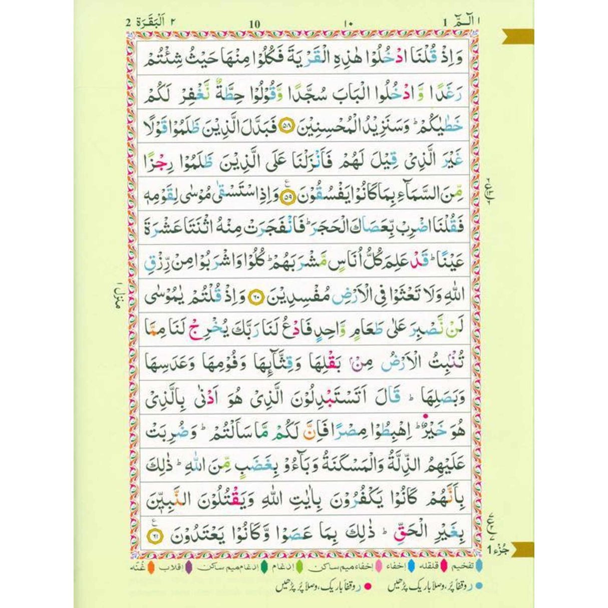 The Holy Quran Colour coded Tajweed Rules (10x14)