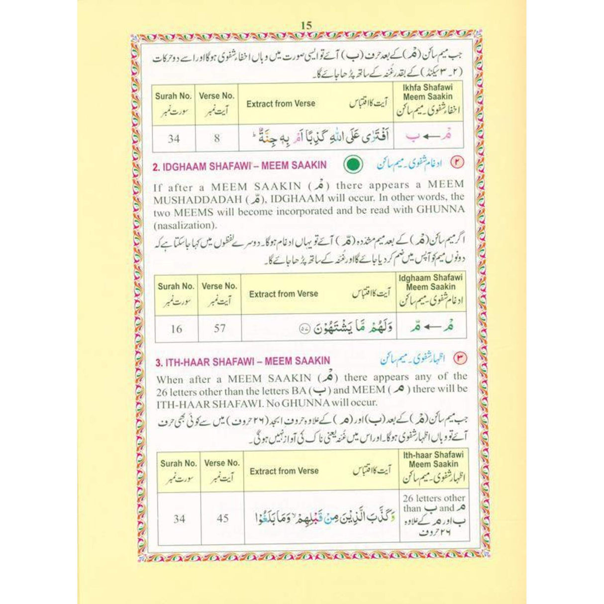 The Holy Quran Colour coded Tajweed Rules (10x14)