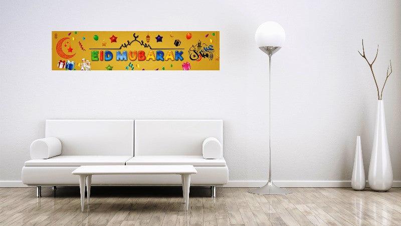 Eid Mubarak Banner– Yellow / Decoration / Ramadhan / Ramadan / Happy Eid / Flags / Bunting