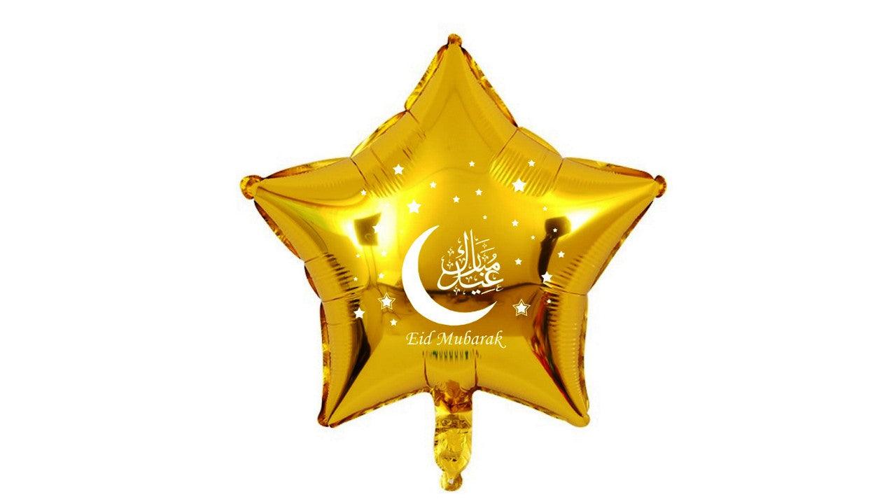 Gold Star Eid Mubarak Foil Balloons / Decorations / Accessories / Ramadhan