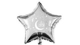 Silver Star Eid Mubarak Foil Balloons