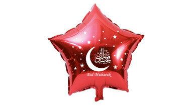 Red Star Eid Mubarak Foil Balloons