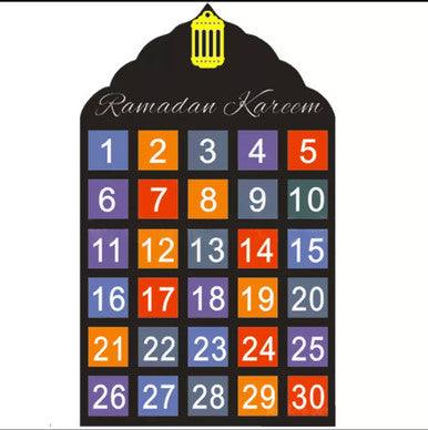 Eid Ramadan Mubarak Felt Hanging Countdown Muslim 2022 Kids Gift -Black Multicolor