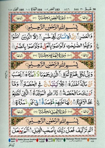 Colour Coded Quran with Colour Coded Manzils (Persian/Urdu script)