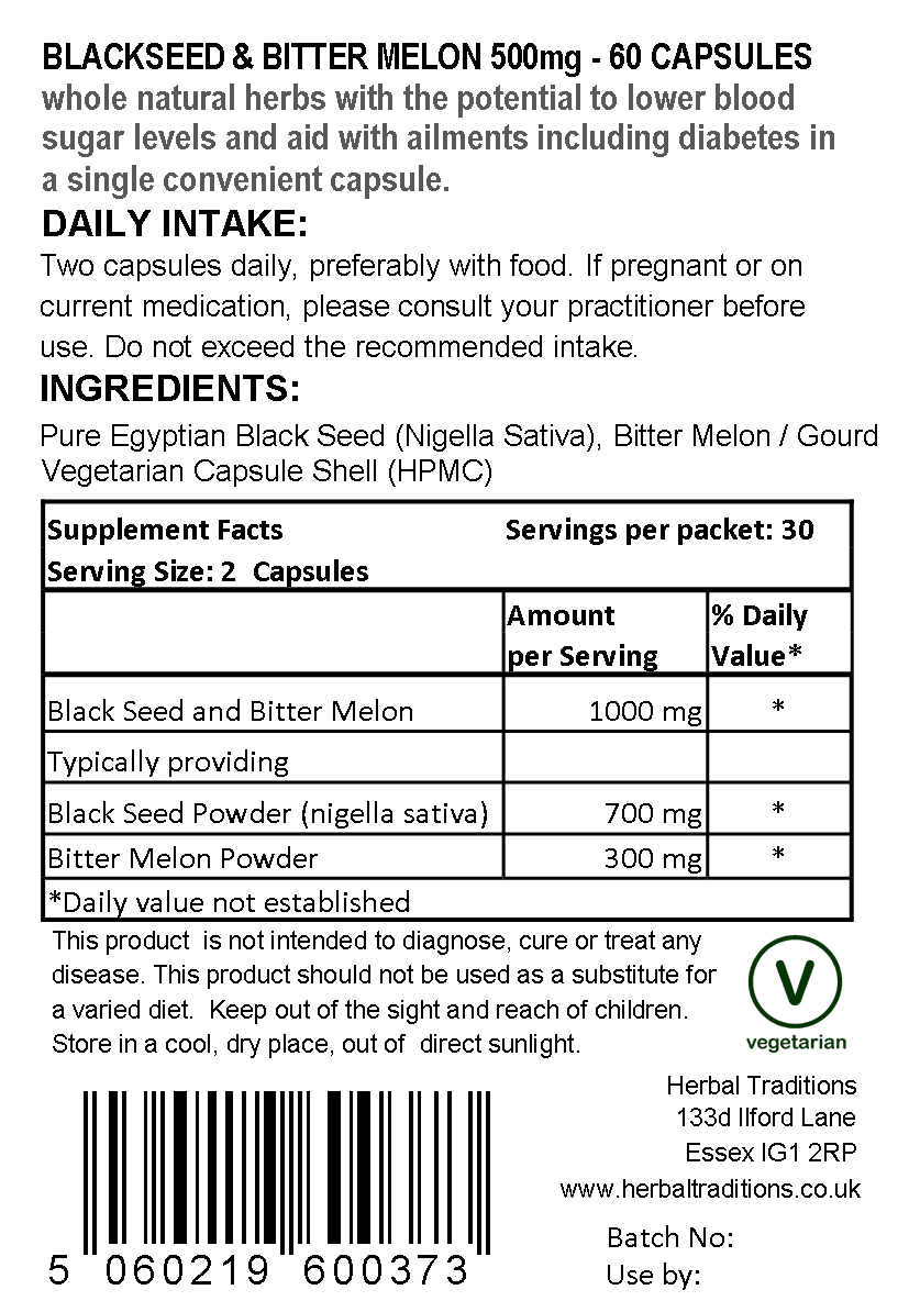 BLACKSEED & KARELA BITTER MELON  FOR DIABETES SUPPORT