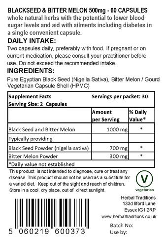 BLACKSEED & KARELA BITTER MELON  FOR DIABETES SUPPORT