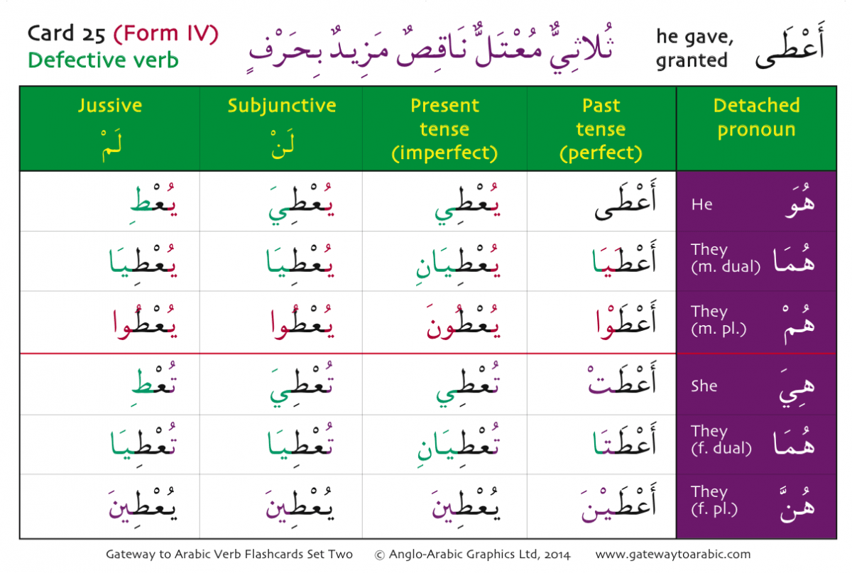 Gateway to Arabic Verb Conjugation Flashcards (Set Two)