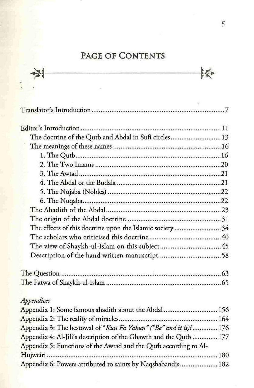 The Fatawa Regarding The Gawth' Qutb' Abdal And Awtad