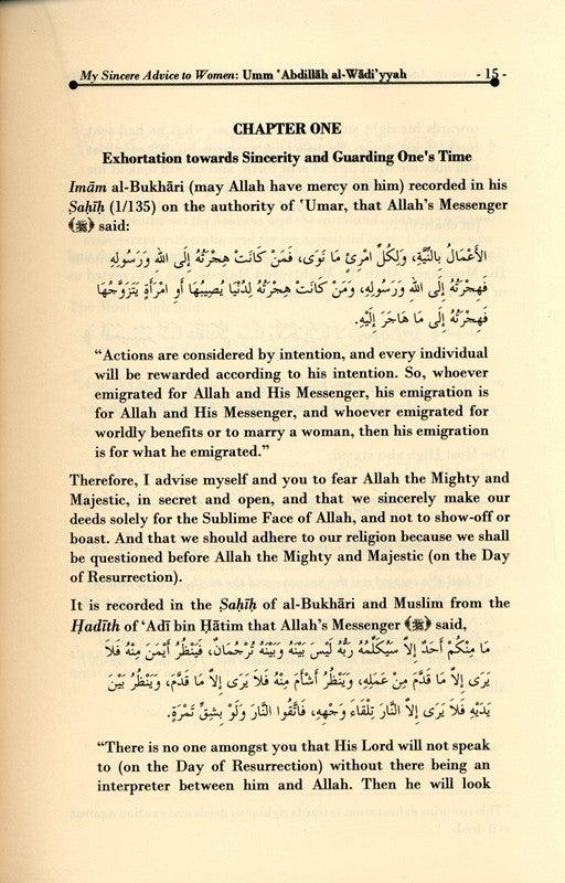 My sincere Advice to Women by Umm Abdillah al-Waadiyyah Hard cover