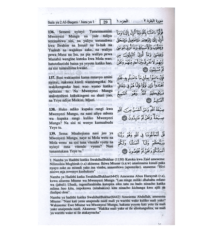 Noble Quran in Swahili Language (Arabic to Sawahili Language Translation)